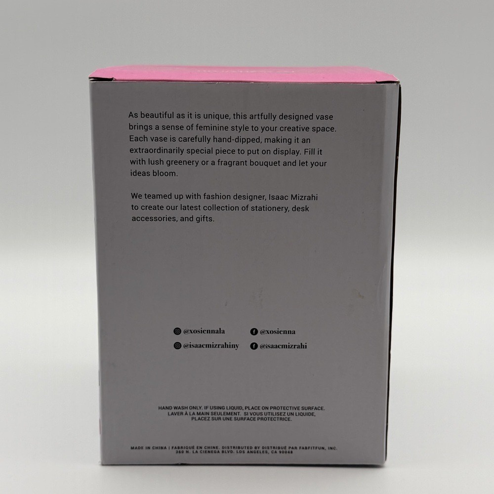 Isaac Mizrahi Loves Xo Sienna Vase Ceramic Pottery Cream Hand Dipped Pink Glaze - Picture 5 of 16